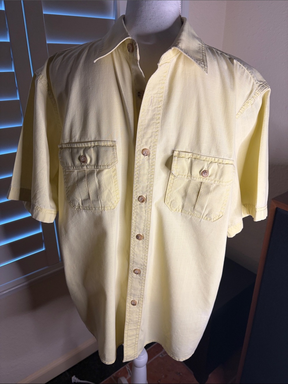 👔💛Outdoor Life Yellow Short Sleeved Button Down Shirt W/Collar Size M